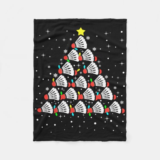 Kerstmisbadmintonspeler Shuttle Badminton Kerstmis Fleece Deken (Voorkant)