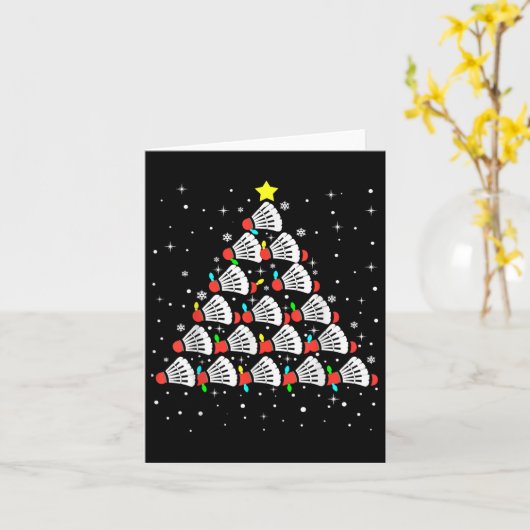 Kerstmisbadmintonspeler Shuttle Badminton Kerstmis Kaart (Gele Bloem)