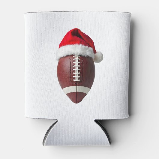 Kerstmisbal American Football Ball Santa Hat Blikjeskoeler (Voorkant)