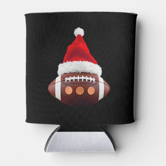 Kerstmisbal Amerikaanse Football Santa Hat (2) Blikjeskoeler (Voorkant)