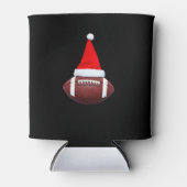 Kerstmisbal Amerikaanse Football Santa Hat (2) Blikjeskoeler (Voorkant)