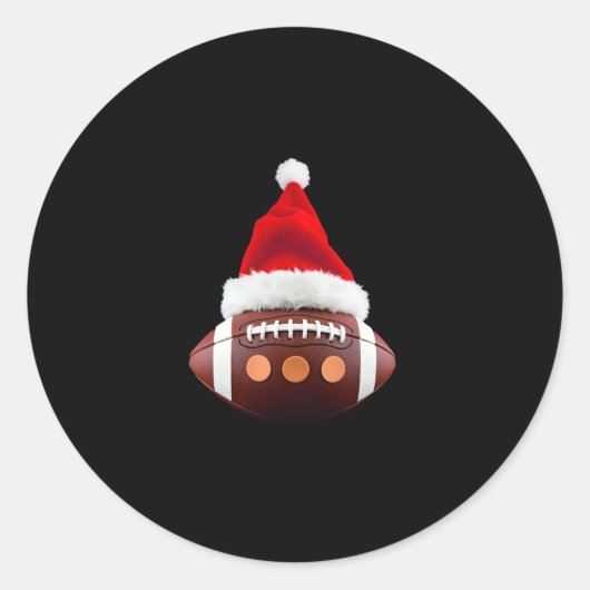 Kerstmisbal Amerikaanse Football Santa Hat (2) Ronde Sticker (Voorkant)