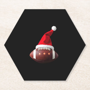 Kerstmisbal Amerikaanse Football Santa Hat (3) Kartonnen Onderzetters