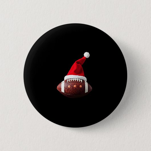 Kerstmisbal Amerikaanse Football Santa Hat (3) Ronde Button 5,7 Cm (Voorkant)