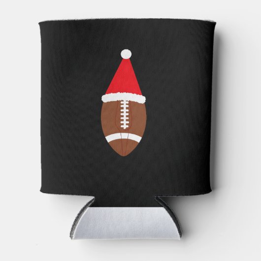 Kerstmisbal Amerikaanse Football Santa Hat (4) Blikjeskoeler (Voorkant)