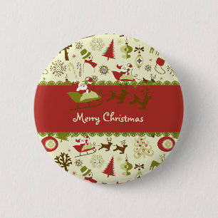 Kerstmisbezorging Ronde Button 5,7 Cm