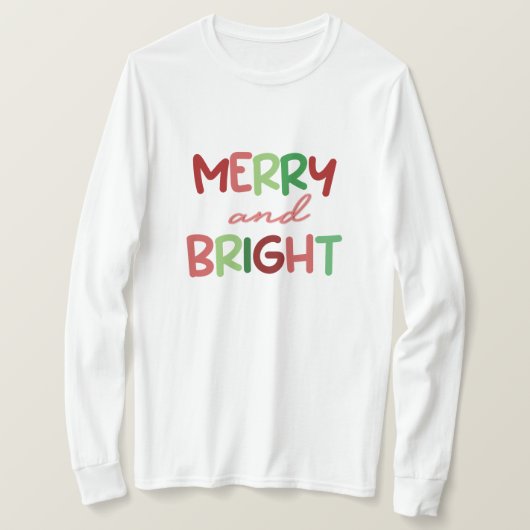 Kerstmisblad met lange mouwen - Vrolijk en helder T-shirt (Design voorkant)