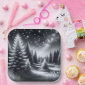 Kerstmisbomen in de winter papieren bordje (Feest)