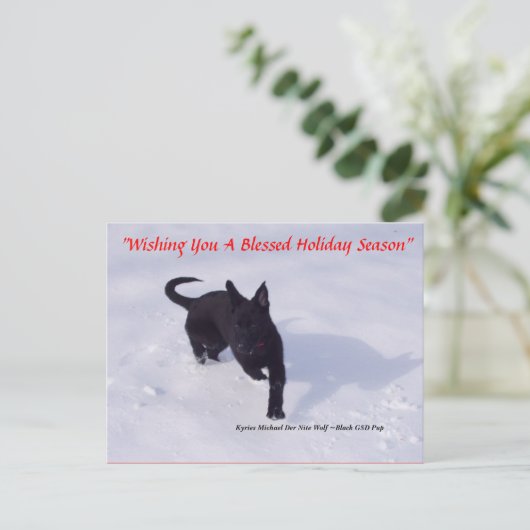 Kerstmisbriefkaart van de Duitse herder Feestdagenkaart (Staand voorkant)