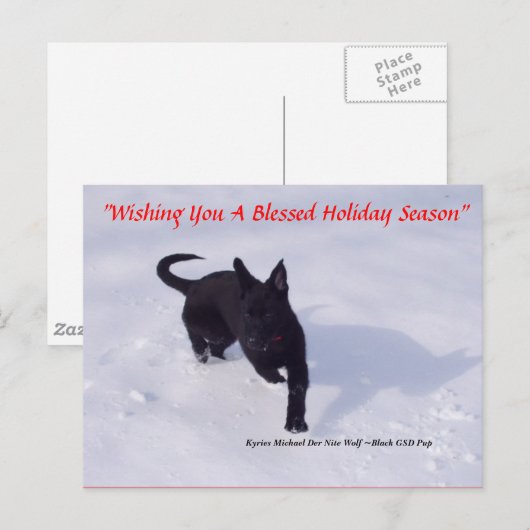 Kerstmisbriefkaart van de Duitse herder Feestdagenkaart (Voorkant / Achterkant)