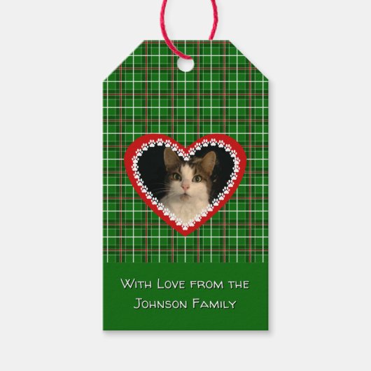 Kerstmischeque foto van huisdier cadeaulabel (Voorkant)