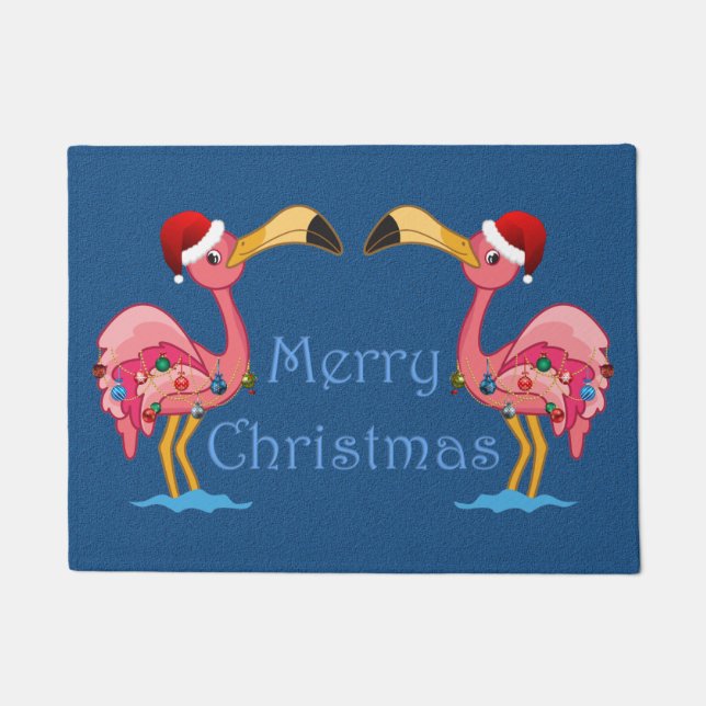 Kerstmisdecoratie Flamingo Deurmat (Voorkant)