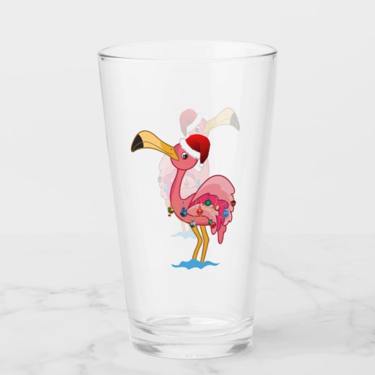 Kerstmisdecoratie Flamingo Drink glas (Voorkant)