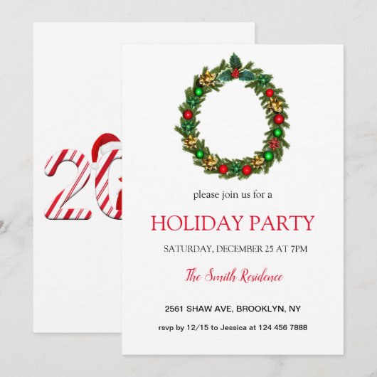 Kerstmisdecoratie, Kerstmis Kaart (Voorkant / Achterkant)