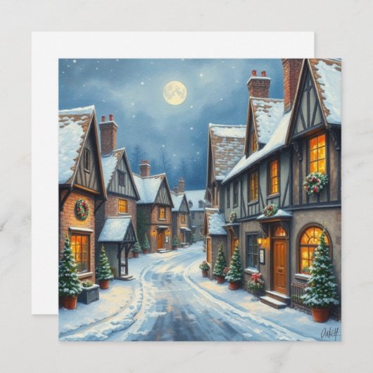 Kerstmisdorp Feestdagenkaart (Voorkant / Achterkant)