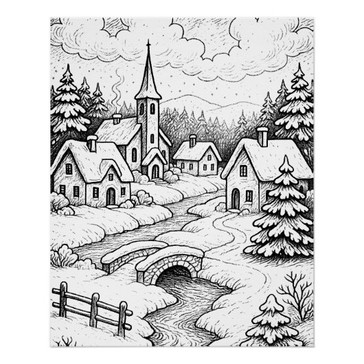 Kerstmisdorp in de Winter Perfect Poster (Voorkant)