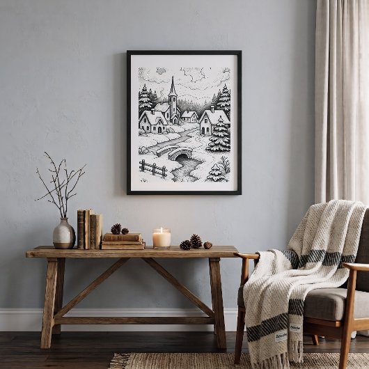 Kerstmisdorp in de Winter Perfect Poster
