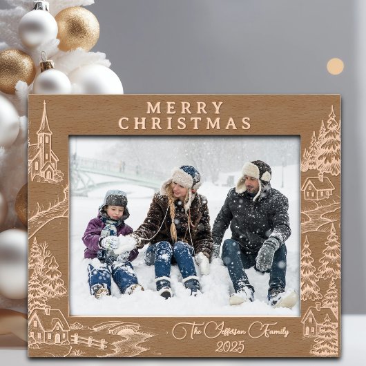 Kerstmisdorp in Winter Gegraveerde Lijsten Lijstjes