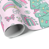 Kerstmiseenhoorn Kerstman grillige Cactus Monstera Cadeaupapier (Rol Hoek)