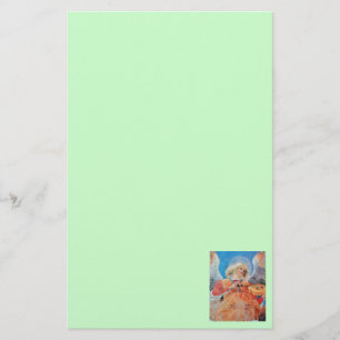 KERSTMISENGEL DIE MUZIEK MAKT Groen Briefpapier