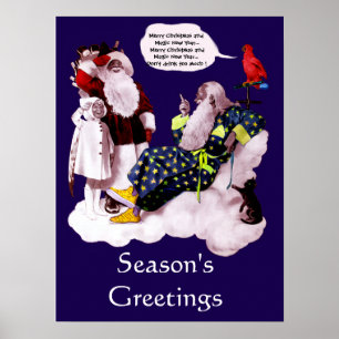 KERSTMISFEest VAN SANTA CLAUS, KLEINE ENGEL & MERL Poster