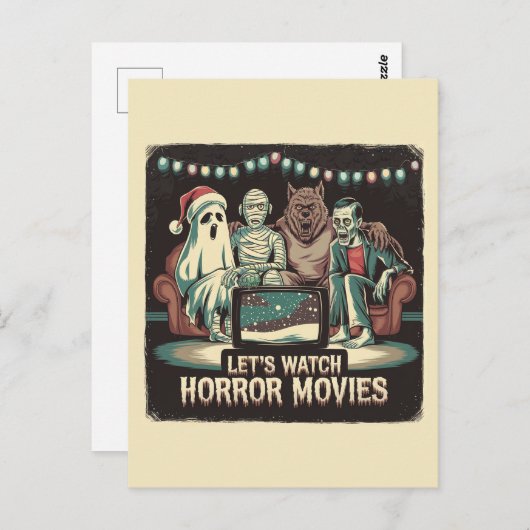 Kerstmisfilms Santa Ghost Mummy Weerwolf Briefkaart (Voorkant / Achterkant)