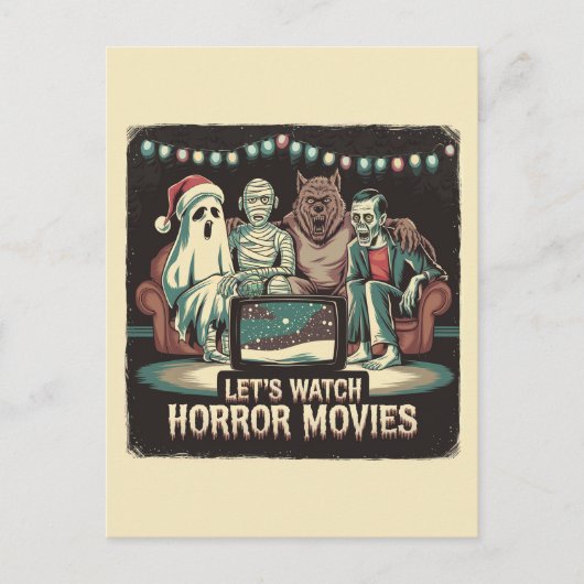 Kerstmisfilms Santa Ghost Mummy Weerwolf Briefkaart (Voorkant)