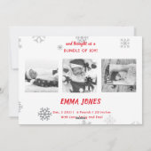 Kerstmisgeboorte Aankondiging pasgeboren foto (Achterkant)