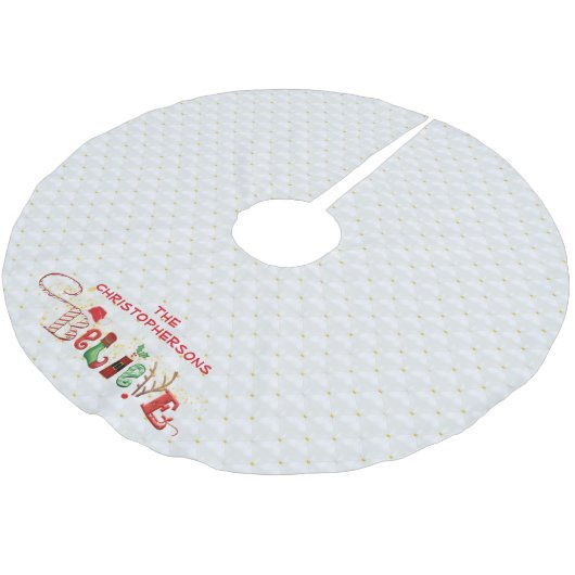 Kerstmisgeloof Gepersonaliseerde Gewatteerde Wit Kerstboom Rok (Gekanteld)