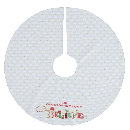 Kerstmisgeloof Gepersonaliseerde Gewatteerde Wit Kerstboom Rok (Voorkant)