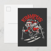 Kerstmisgras van Krampus Kerstduivel Aankondigingskaart (Voorkant / Achterkant)