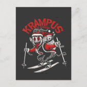 Kerstmisgras van Krampus Kerstduivel Aankondigingskaart (Voorkant)