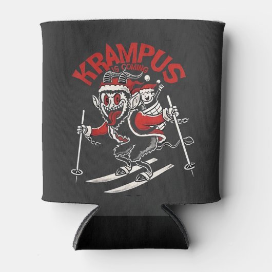 Kerstmisgras van Krampus Kerstduivel Blikjeskoeler (Voorkant)