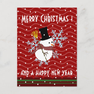 Kerstmisgroeten van sneeuwmankawaii feestdagenkaart
