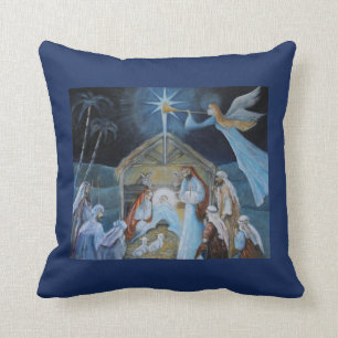 Kerstmishoek bazuinen geboorte van Jezus Kussen