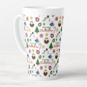 Kerstmisillustratie Mix Herhaal Patroon Latte Mok (Linkerhoek)