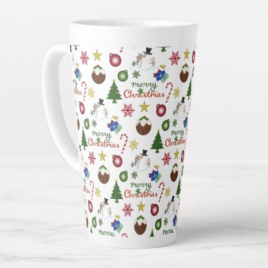 Kerstmisillustratie Mix Herhaal Patroon Latte Mok (Linkerhoek)