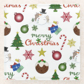 Kerstmisillustratie Mix LG patroon Glazen Onderzetter (Voorkant)