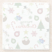 Kerstmisillustratie Mix LG patroon Glazen Onderzetter (Achterkant)