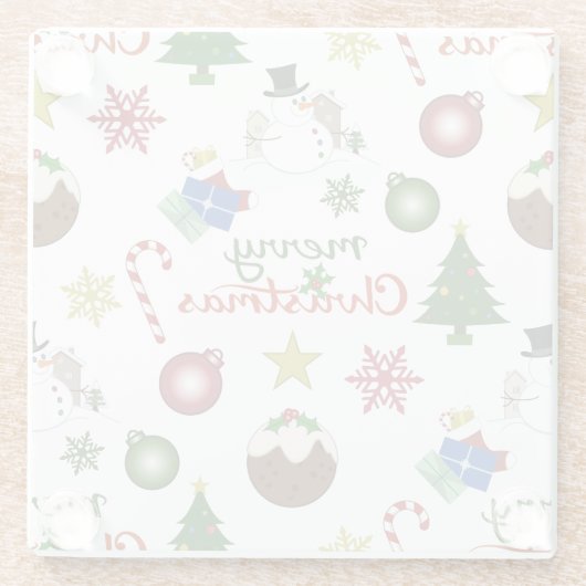 Kerstmisillustratie Mix LG patroon Glazen Onderzetter (Achterkant)