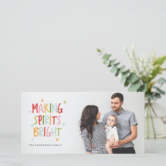 KERSTMISKAART 'MAKING SPIRITS BRIGHT' FEESTDAGENKAART (Staand voorkant)