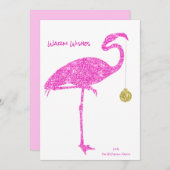 KERSTMISKAART MET FLAMINGO | Tropisch Roze Glitter Feestdagenkaart (Voorkant / Achterkant)