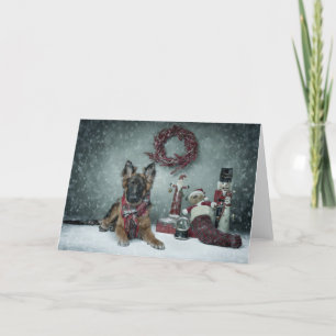 Kerstmiskaart van het puppy feestdagen kaart