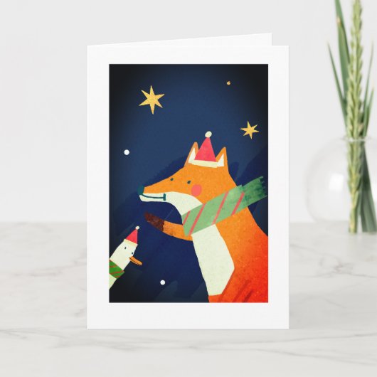 KERSTMISKAART VAN VOS EN EEND KAART (Voorkant)