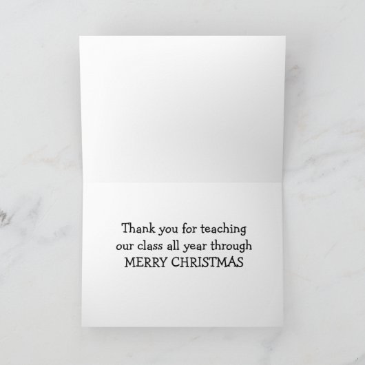 KERSTMISKAART VOOR DE LERAAR KAART (Binnen)