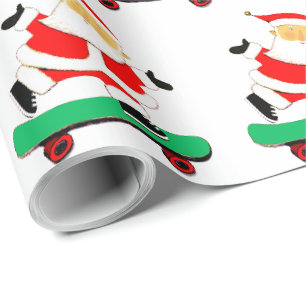 Kerstmiskado Kaartpapier met Sinterklaas op skateb Cadeaupapier