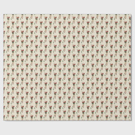 Kerstmiskaftpapier met vintage Santa-golf Cadeaupapier