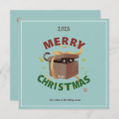 Kerstmiskat in karton kaart (Voorkant / Achterkant)