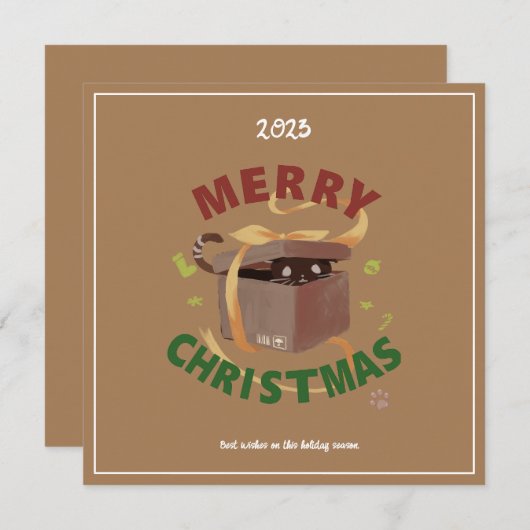 Kerstmiskat in karton kaart (Voorkant / Achterkant)