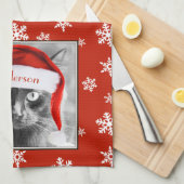 Kerstmiskat, pas met Naam aan Theedoek (Quarter Fold)